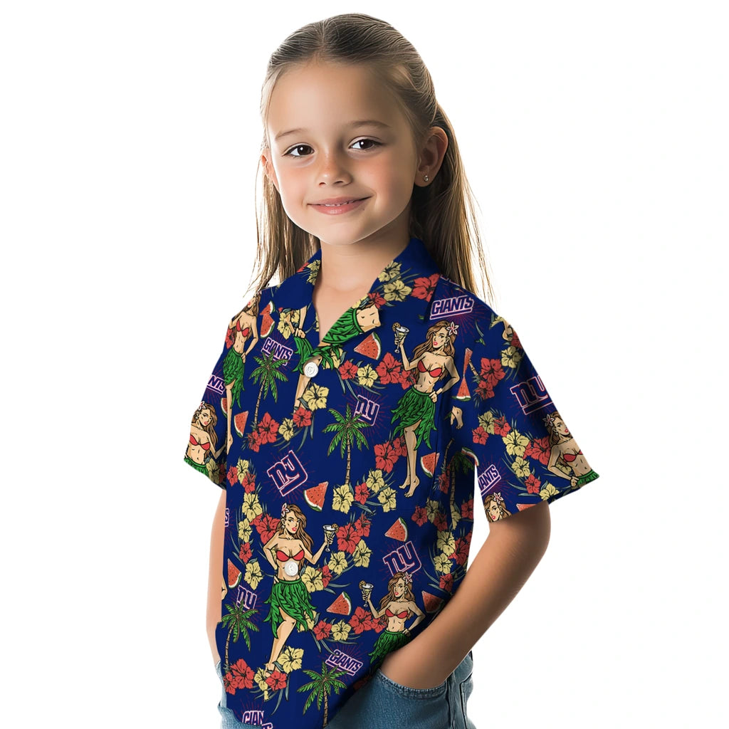 New York Giants Hawaiian Shirt - Hawaiian Girls Design | Hula Hawaiian Shirts