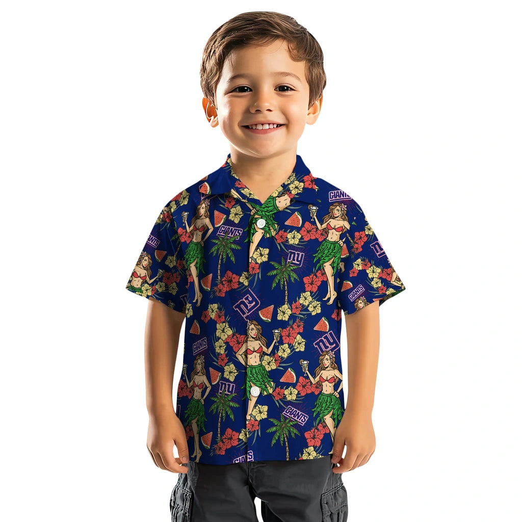 New York Giants Hawaiian Shirt - Hawaiian Girls Design | Hula Hawaiian Shirts