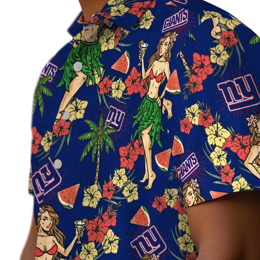 New York Giants Hawaiian Shirt - Hawaiian Girls Design | Hula Hawaiian Shirts