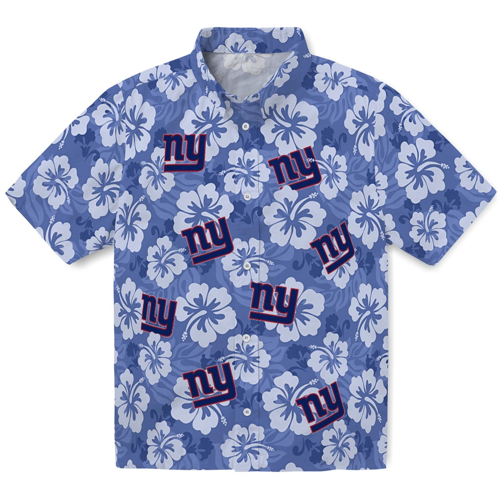 New York Giants Hawaiian Shirt - Hibiscus Cluster | Hula Hawaiian Shirts