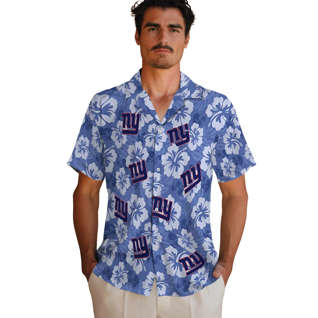 New York Giants Hawaiian Shirt - Hibiscus Cluster | Hula Hawaiian Shirts