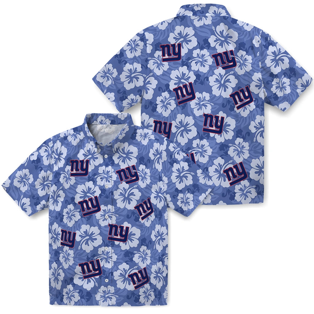 New York Giants Hawaiian Shirt - Hibiscus Cluster | Hula Hawaiian Shirts