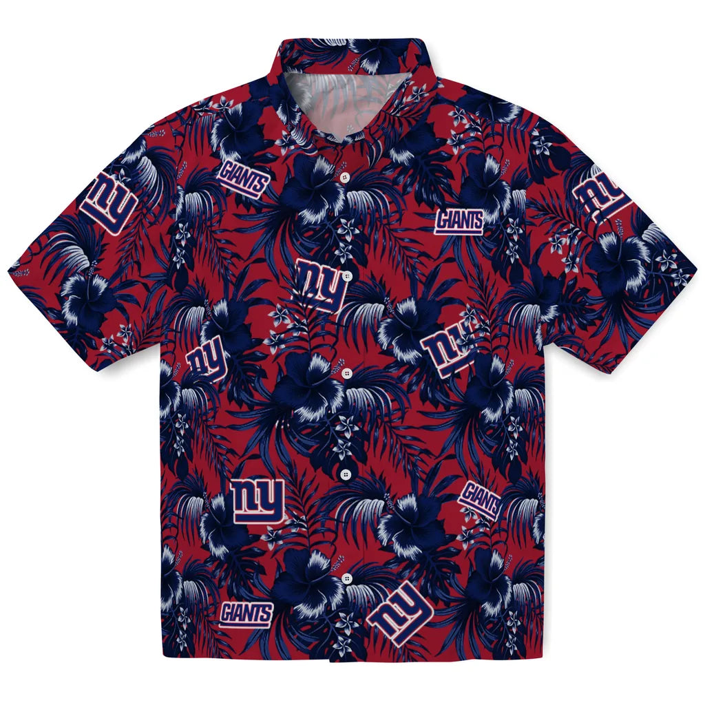New York Giants Hawaiian Shirt - Hibiscus Exotic | Hula Hawaiian Shirts