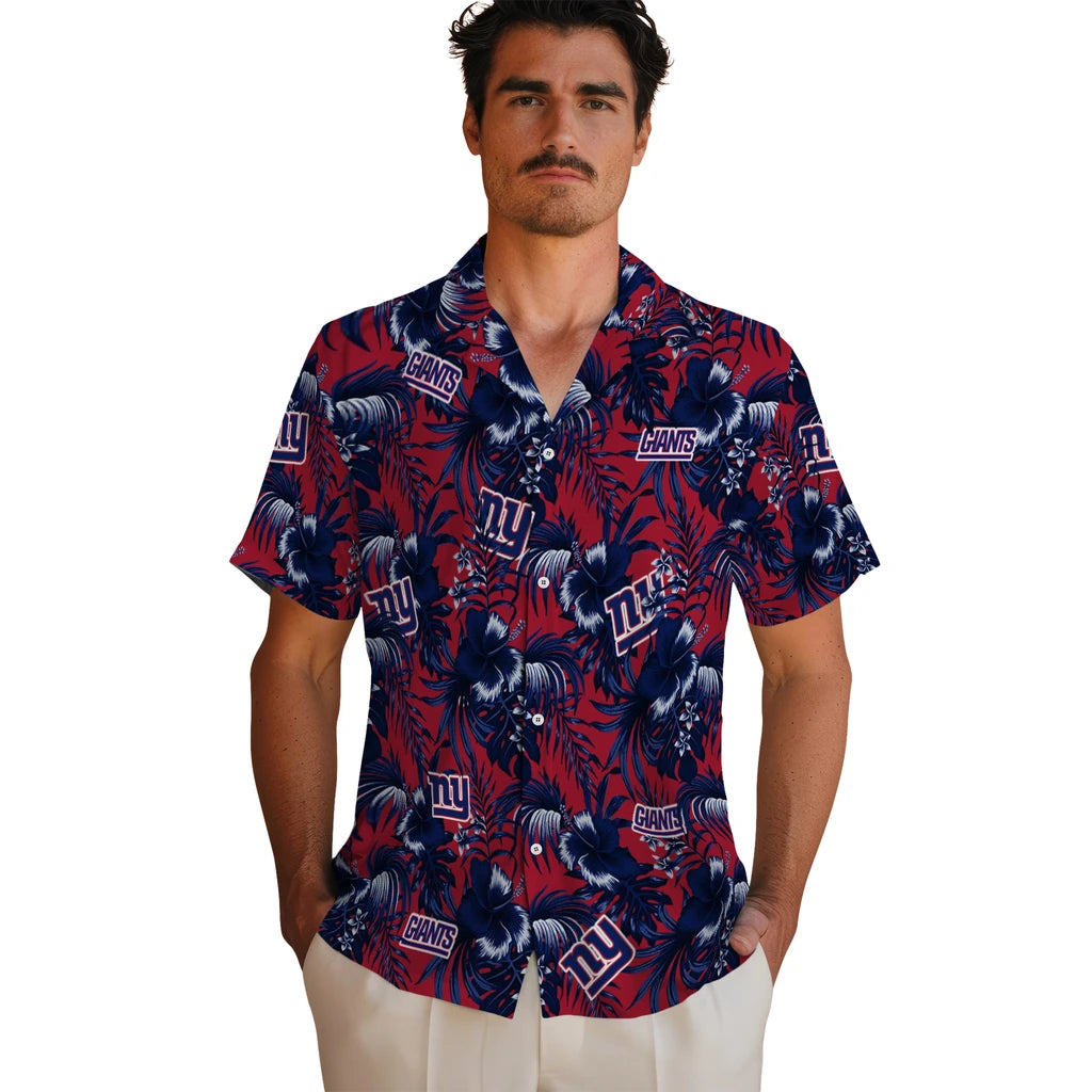 New York Giants Hawaiian Shirt - Hibiscus Exotic | Hula Hawaiian Shirts