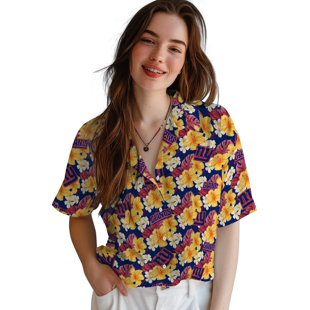 New York Giants Hawaiian Shirt - Hibiscus Tropics | Hula Hawaiian Shirts