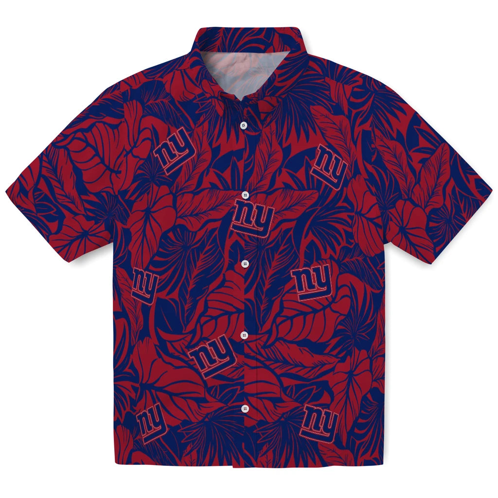 New York Giants Hawaiian Shirt - Monstera Layer | Hula Hawaiian Shirts