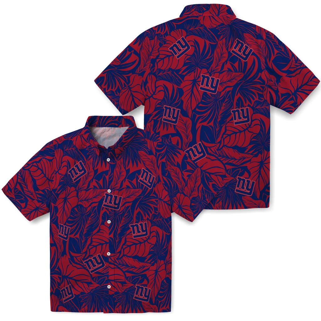 New York Giants Hawaiian Shirt - Monstera Layer | Hula Hawaiian Shirts