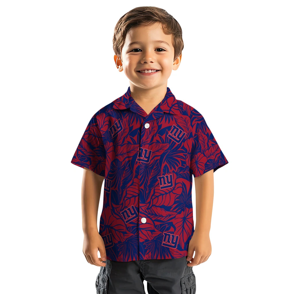 New York Giants Hawaiian Shirt - Monstera Layer | Hula Hawaiian Shirts