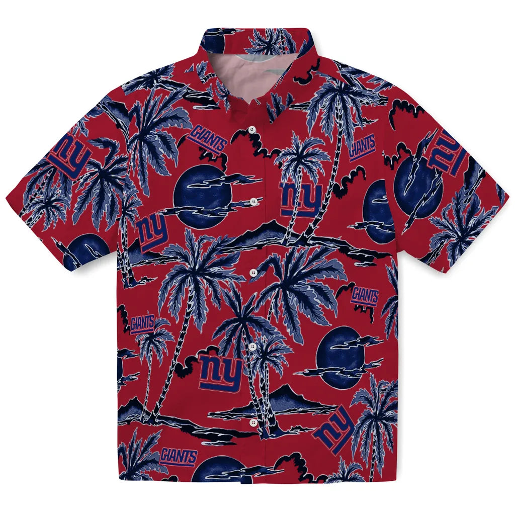New York Giants Hawaiian Shirt - Palm Sunset | Hula Hawaiian Shirts
