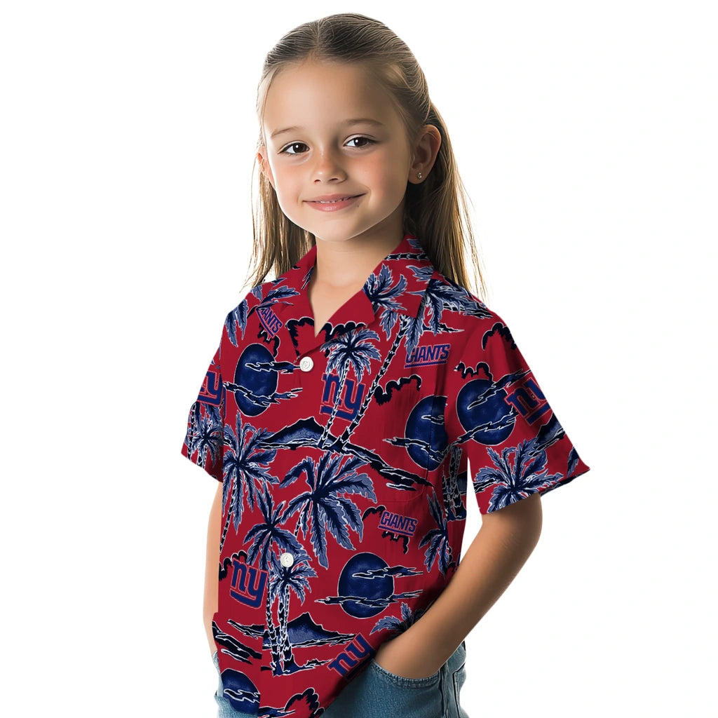 New York Giants Hawaiian Shirt - Palm Sunset | Hula Hawaiian Shirts