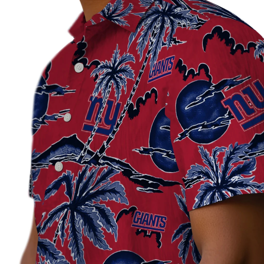 New York Giants Hawaiian Shirt - Palm Sunset | Hula Hawaiian Shirts