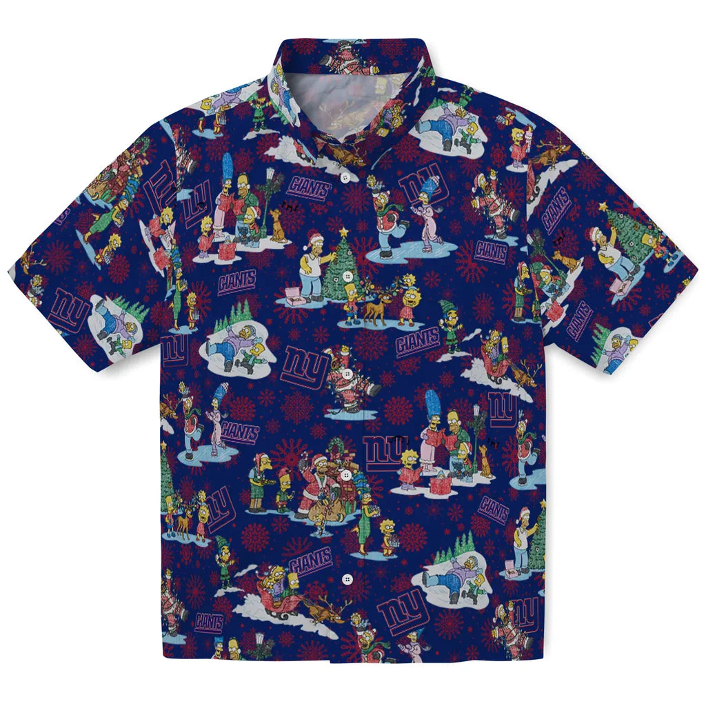 New York Giants Hawaiian Shirt - Simpsons Christmas | Hula Hawaiian Shirts