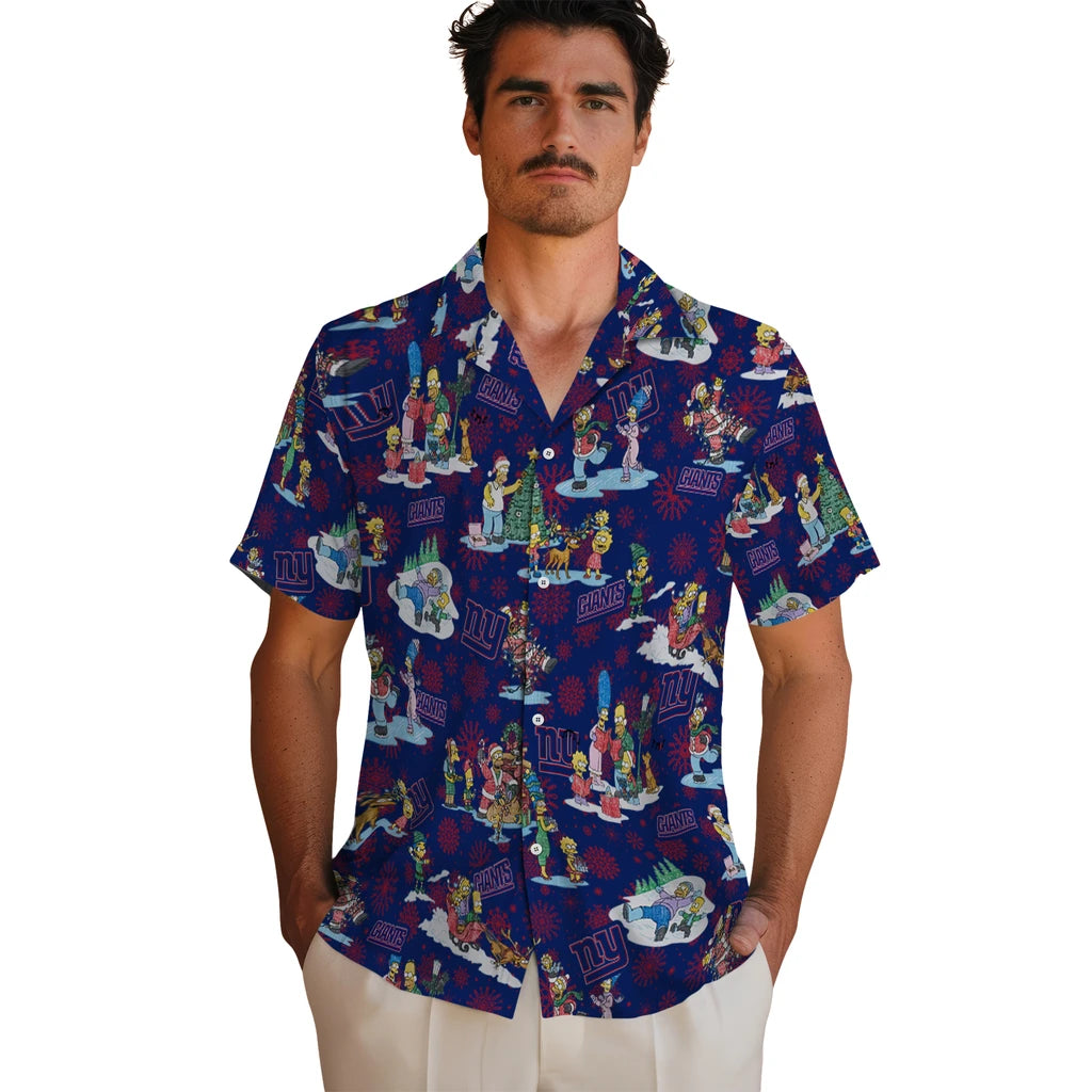 New York Giants Hawaiian Shirt - Simpsons Christmas | Hula Hawaiian Shirts