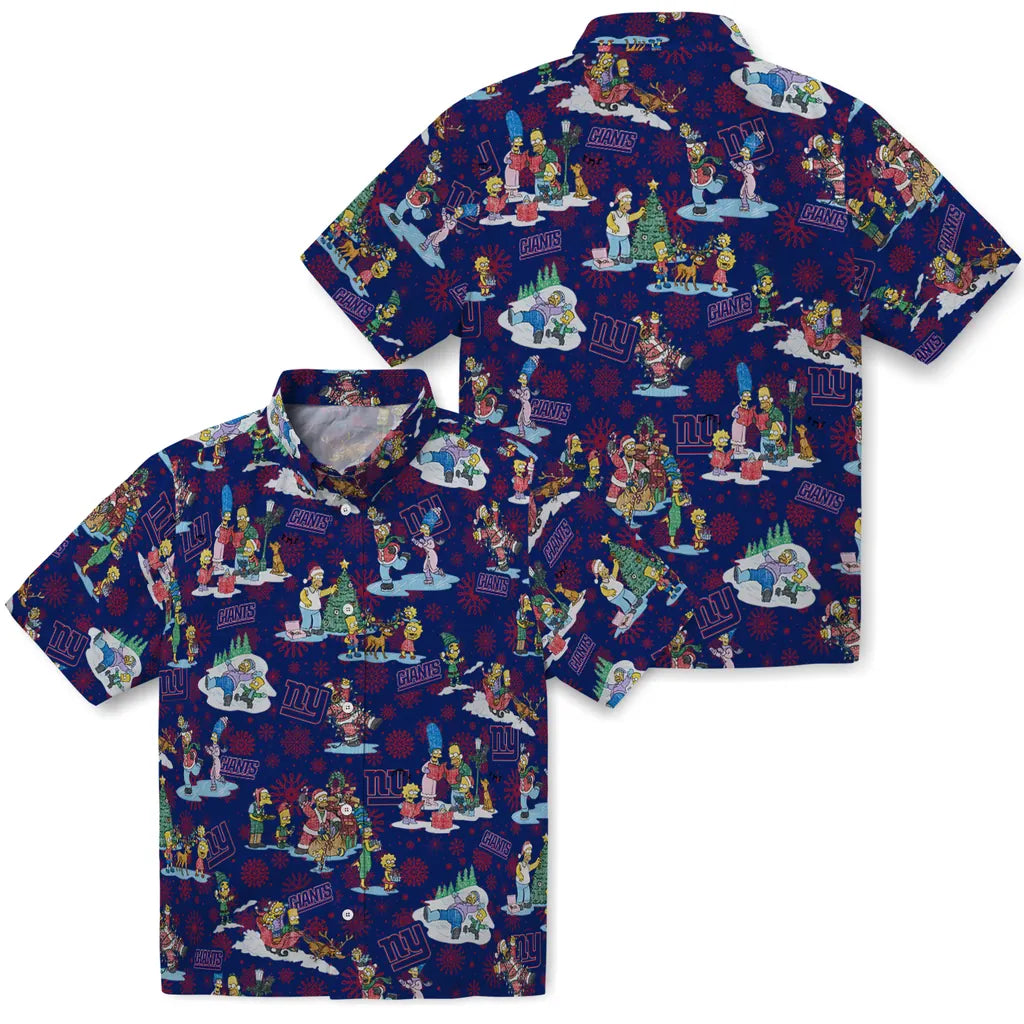 New York Giants Hawaiian Shirt - Simpsons Christmas | Hula Hawaiian Shirts