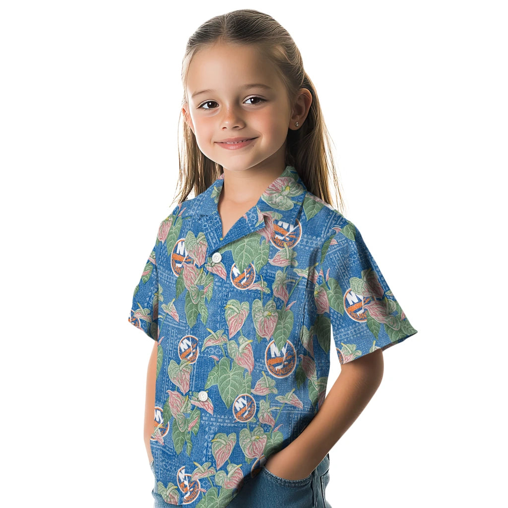 New York Islanders Hawaiian Shirt - Anthurium Overlay | Hula Hawaiian Shirts