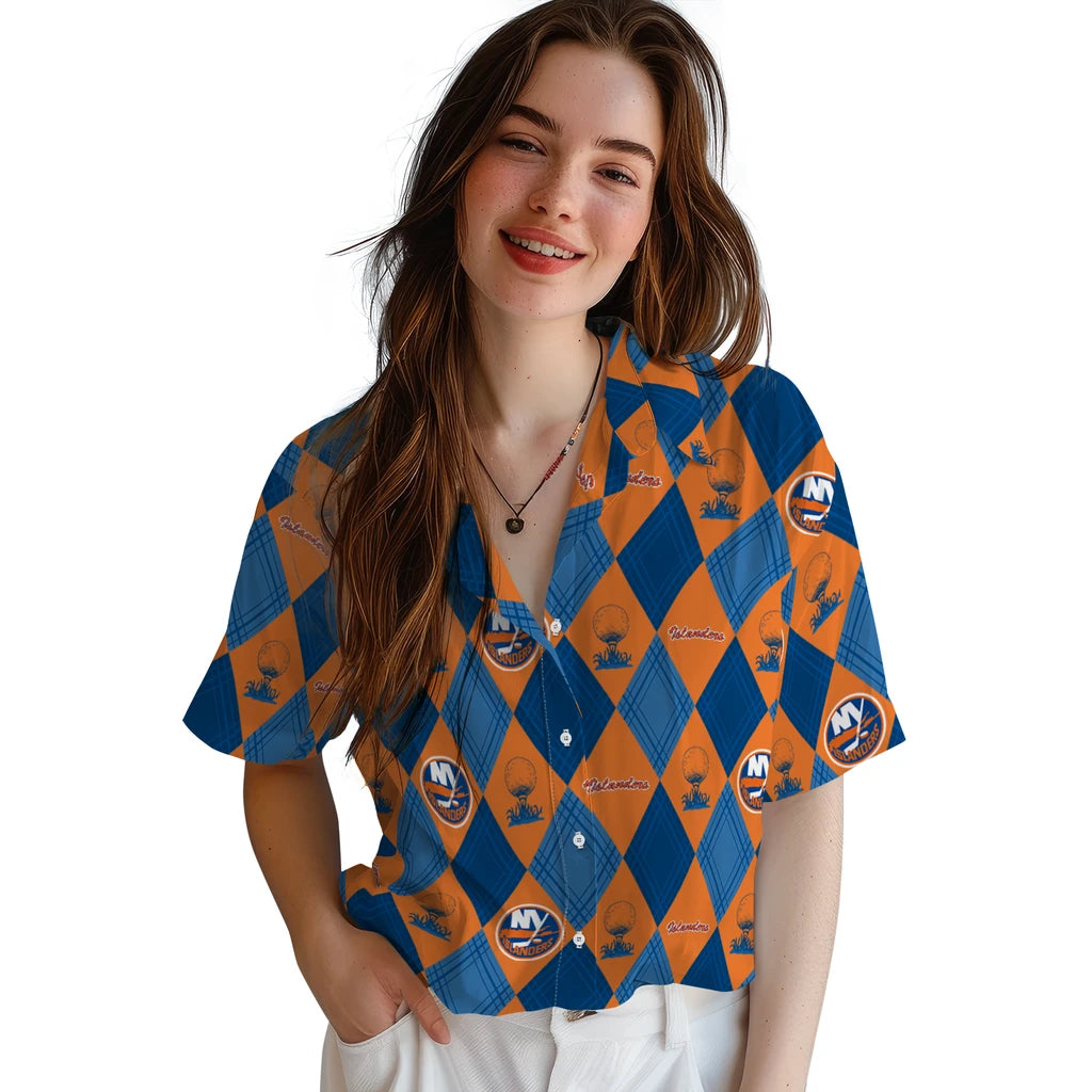 New York Islanders Hawaiian Shirt - Golfing Plaid | Hula Hawaiian Shirts