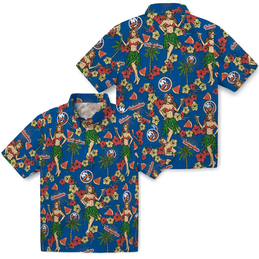 New York Islanders Hawaiian Shirt - Hawaiian Girls Design | Hula Hawaiian Shirts