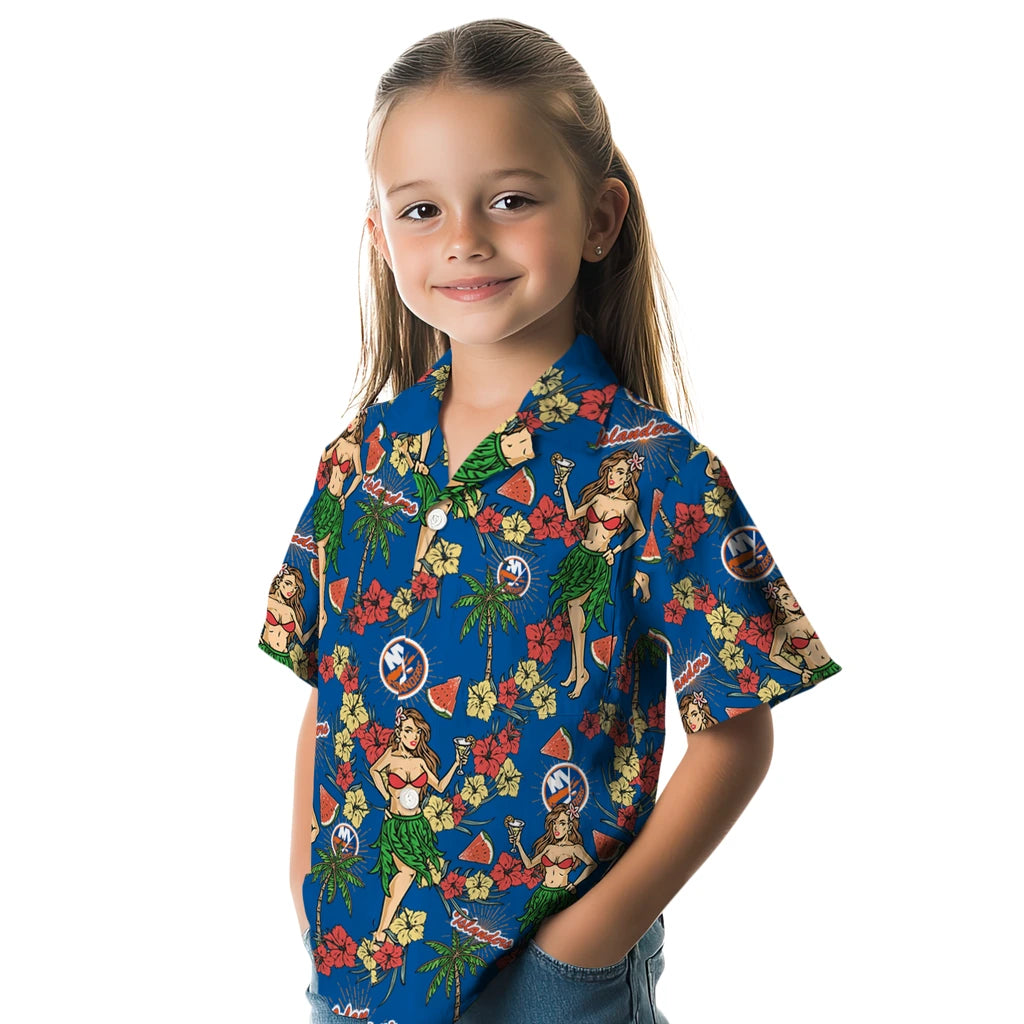 New York Islanders Hawaiian Shirt - Hawaiian Girls Design | Hula Hawaiian Shirts