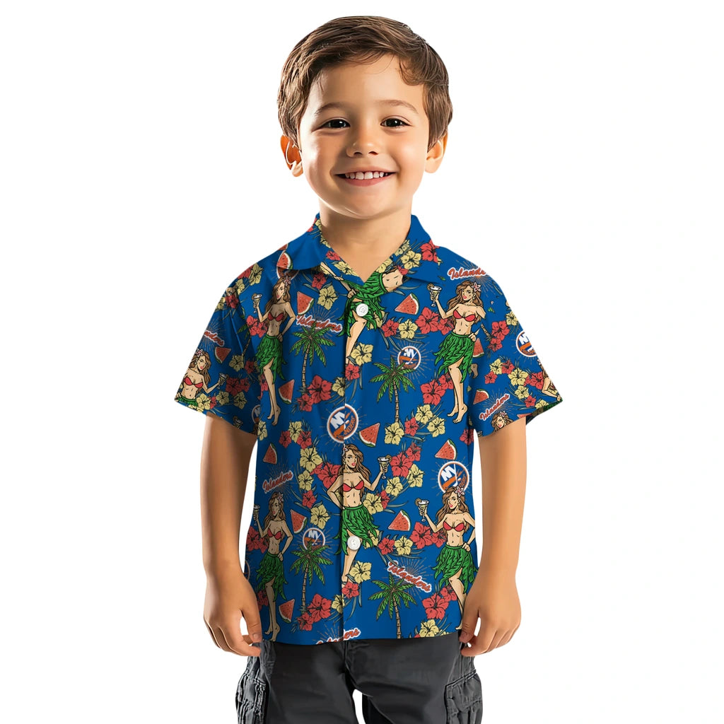 New York Islanders Hawaiian Shirt - Hawaiian Girls Design | Hula Hawaiian Shirts