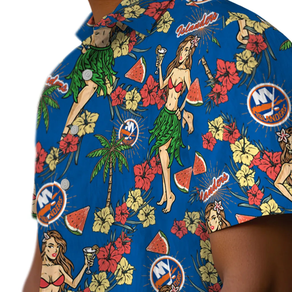 New York Islanders Hawaiian Shirt - Hawaiian Girls Design | Hula Hawaiian Shirts