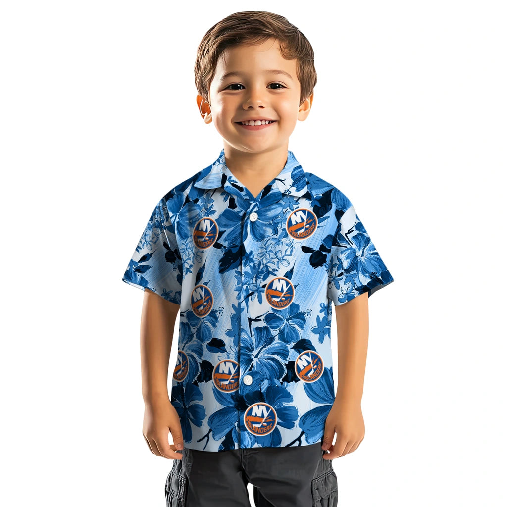 New York Islanders Hawaiian Shirt - Hibiscus Arrangement | Hula Hawaiian Shirts
