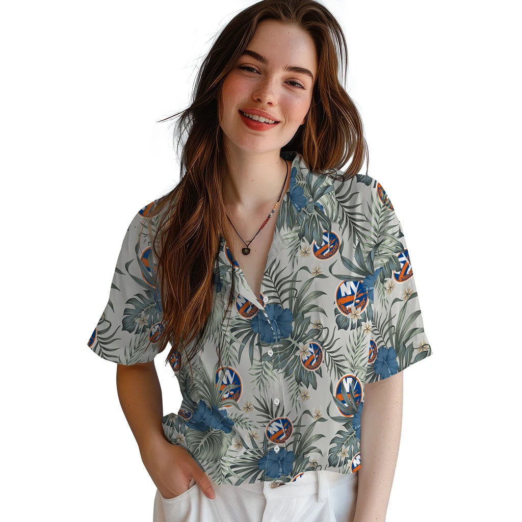 New York Islanders Hawaiian Shirt - Hibiscus Designs | Hula Hawaiian Shirts