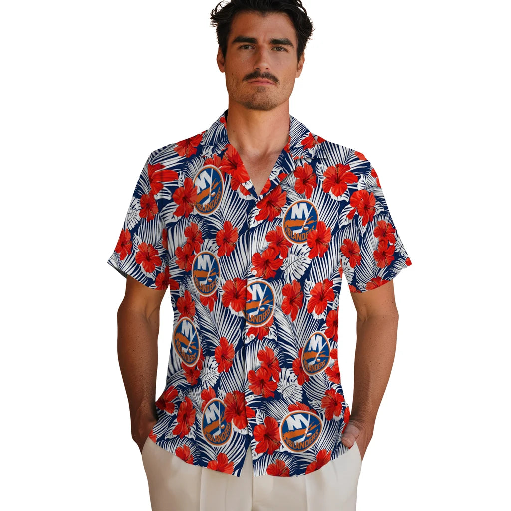 New York Islanders Hawaiian Shirt - Hibiscus Fiesta | Hula Hawaiian Shirts