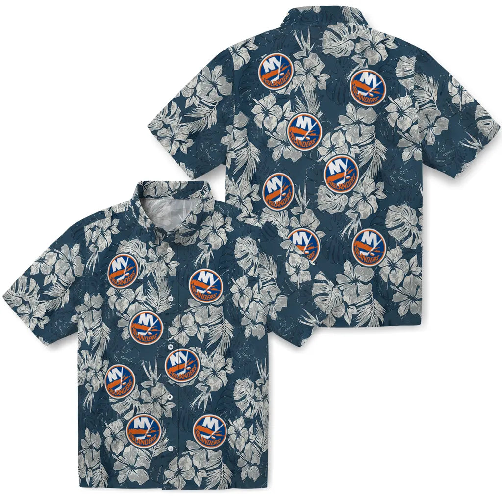 New York Islanders Hawaiian Shirt - Hibiscus Flowers | Hula Hawaiian Shirts