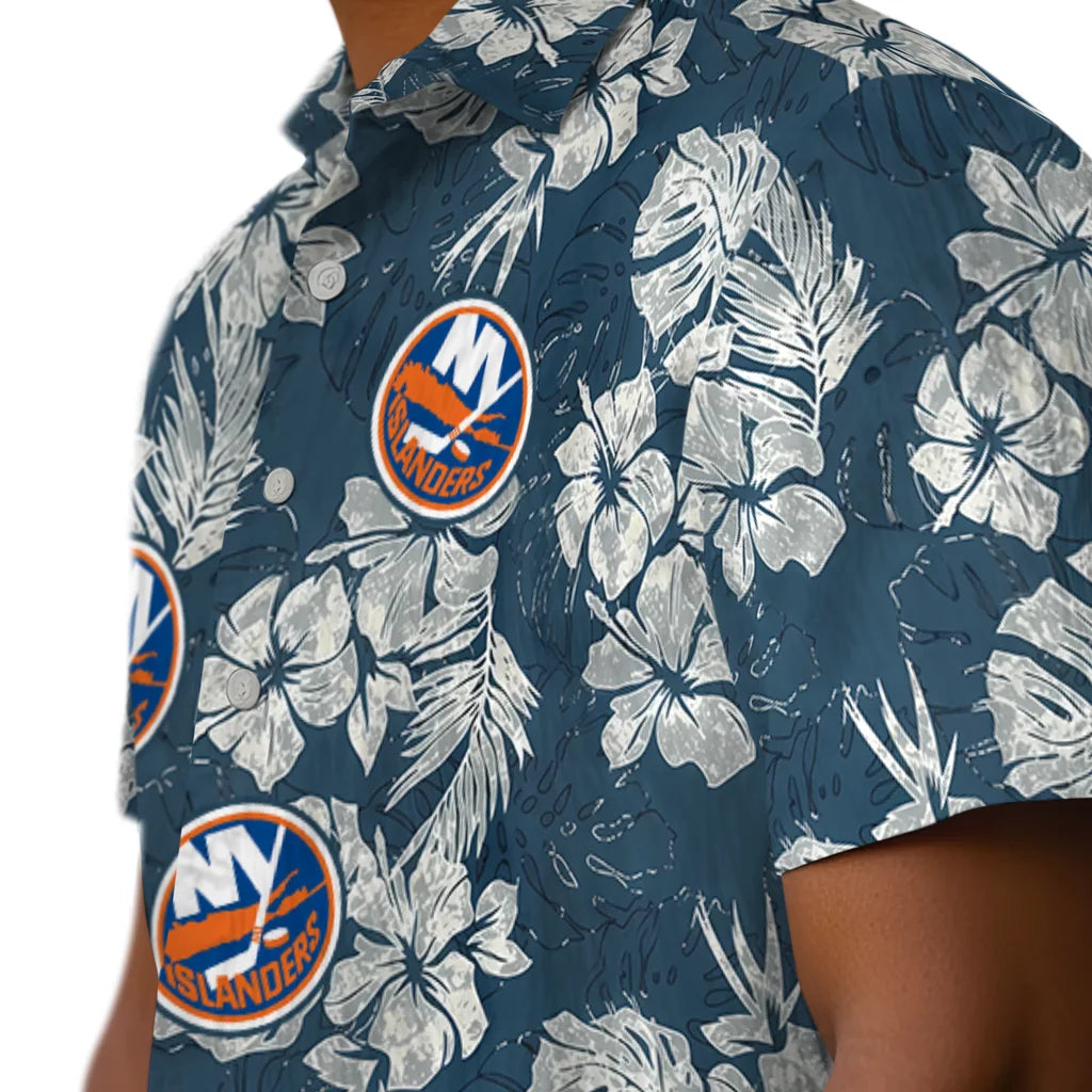 New York Islanders Hawaiian Shirt - Hibiscus Flowers | Hula Hawaiian Shirts