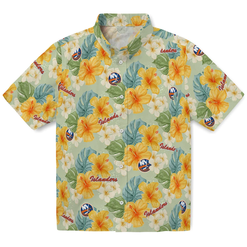 New York Islanders Hawaiian Shirt - Hibiscus Mood | Hula Hawaiian Shirts