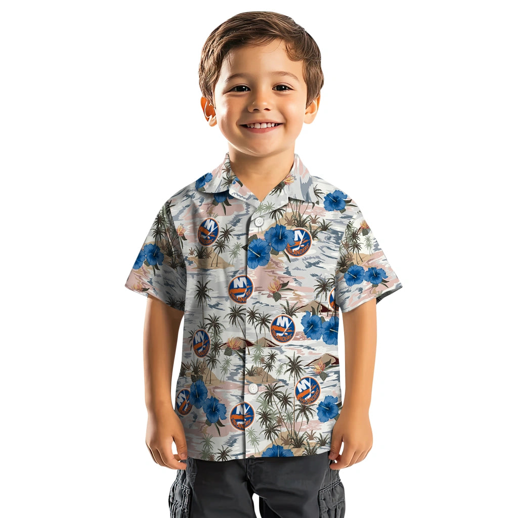 New York Islanders Hawaiian Shirt - Hibiscus Seaside | Hula Hawaiian Shirts