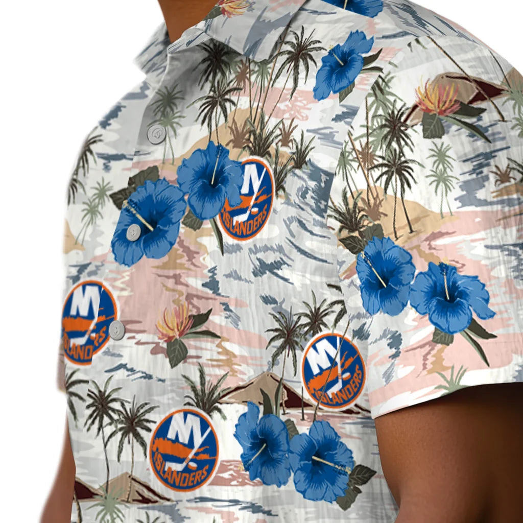 New York Islanders Hawaiian Shirt - Hibiscus Seaside | Hula Hawaiian Shirts