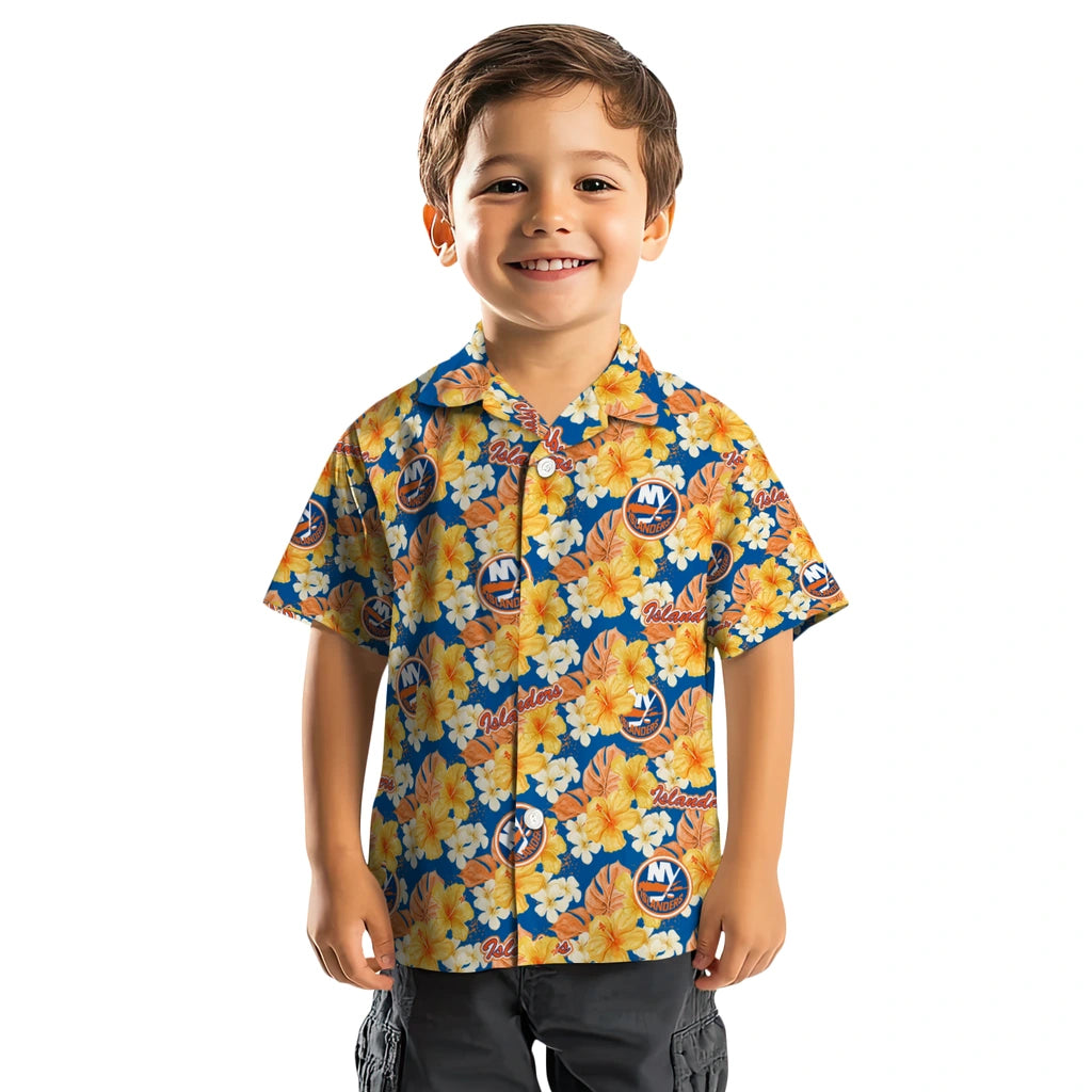 New York Islanders Hawaiian Shirt - Hibiscus Tropics | Hula Hawaiian Shirts