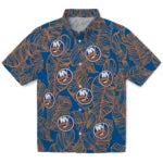 New York Islanders Hawaiian Shirt - Leaf Outline | Hula Hawaiian Shirts
