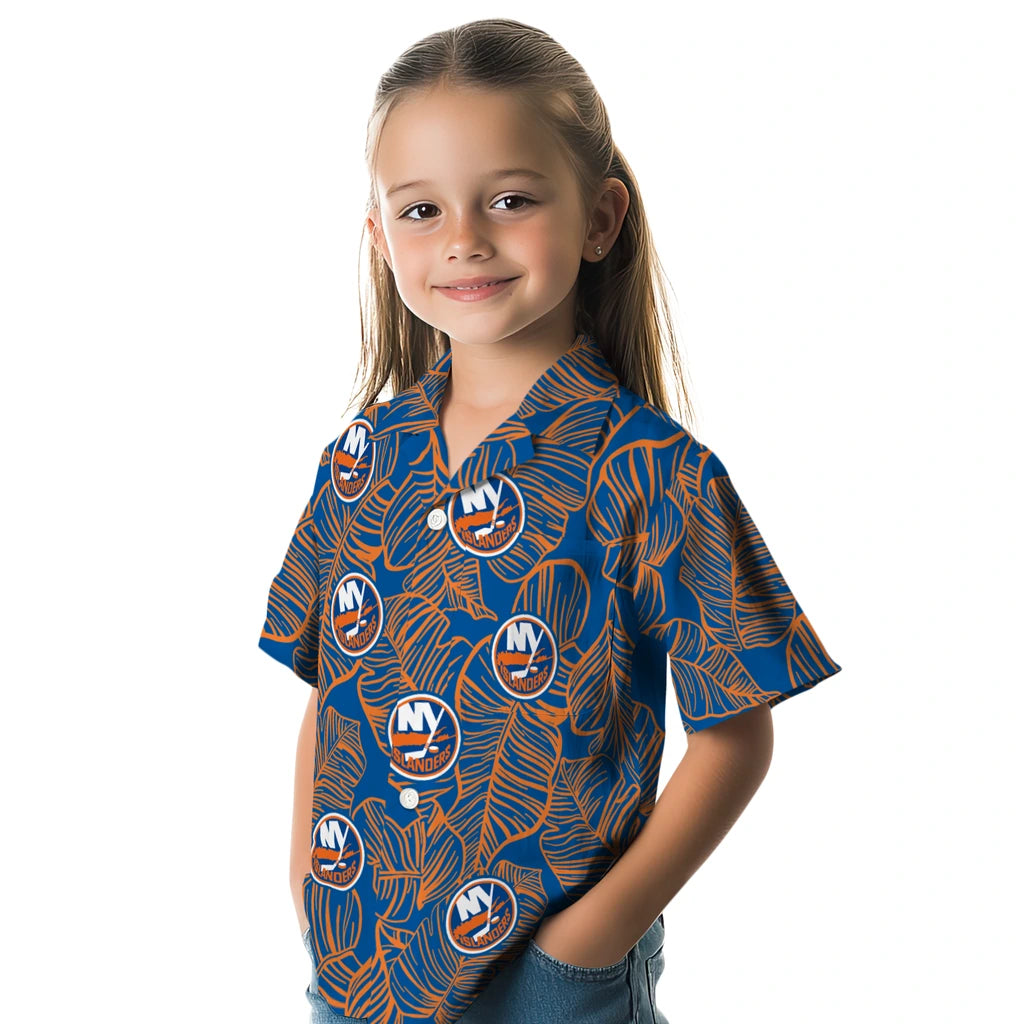 New York Islanders Hawaiian Shirt - Leaf Outline | Hula Hawaiian Shirts