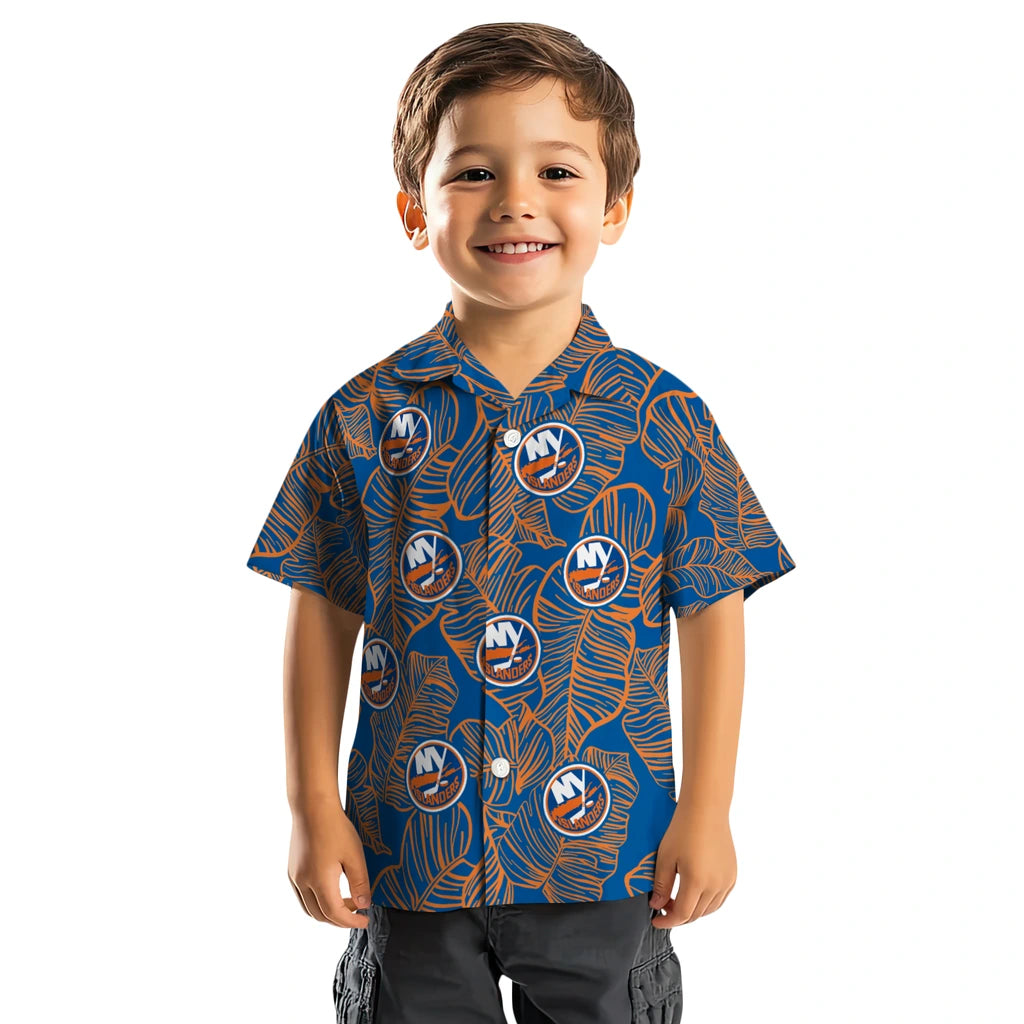 New York Islanders Hawaiian Shirt - Leaf Outline | Hula Hawaiian Shirts