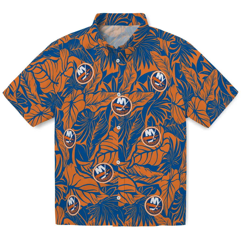 New York Islanders Hawaiian Shirt - Monstera Layer | Hula Hawaiian Shirts