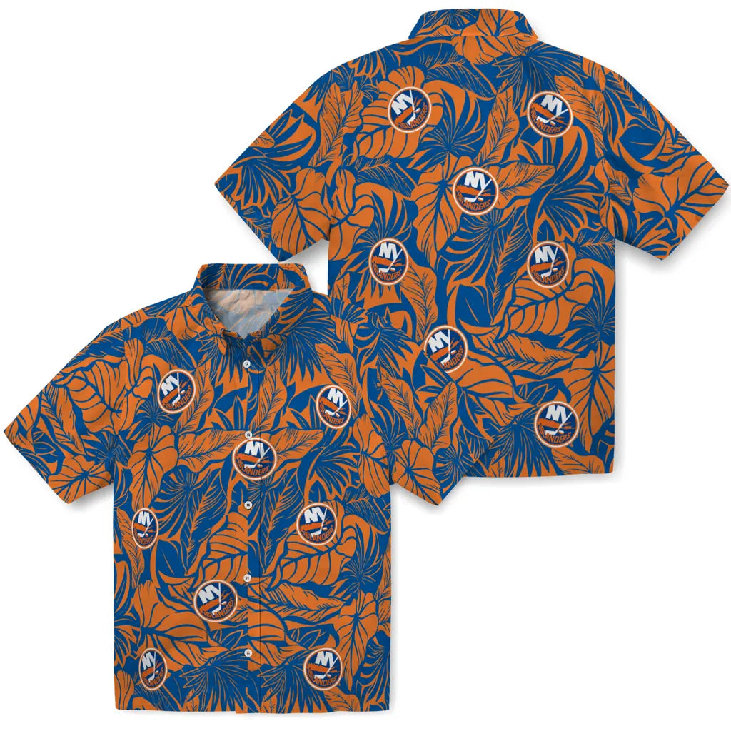 New York Islanders Hawaiian Shirt - Monstera Layer | Hula Hawaiian Shirts
