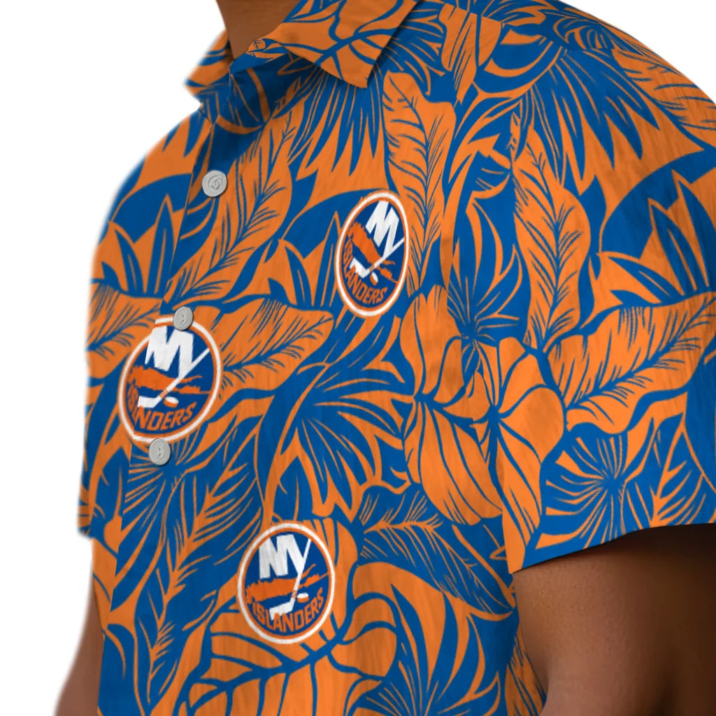New York Islanders Hawaiian Shirt - Monstera Layer | Hula Hawaiian Shirts