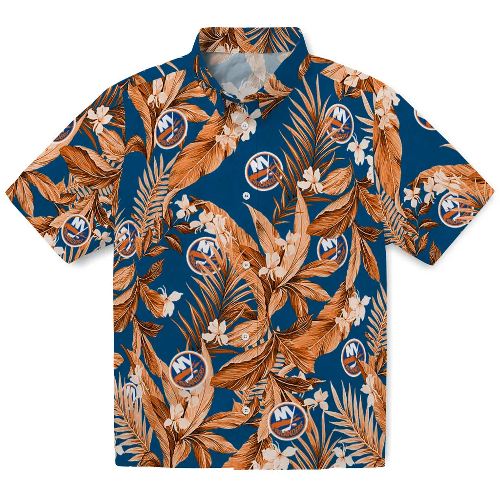 New York Islanders Hawaiian Shirt - Palm Leaves | Hula Hawaiian Shirts