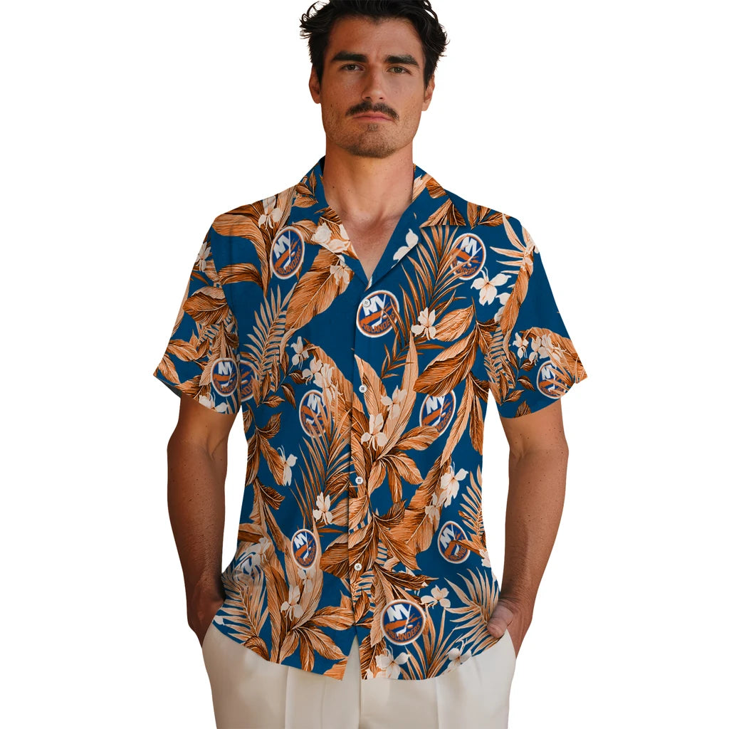 New York Islanders Hawaiian Shirt - Palm Leaves | Hula Hawaiian Shirts