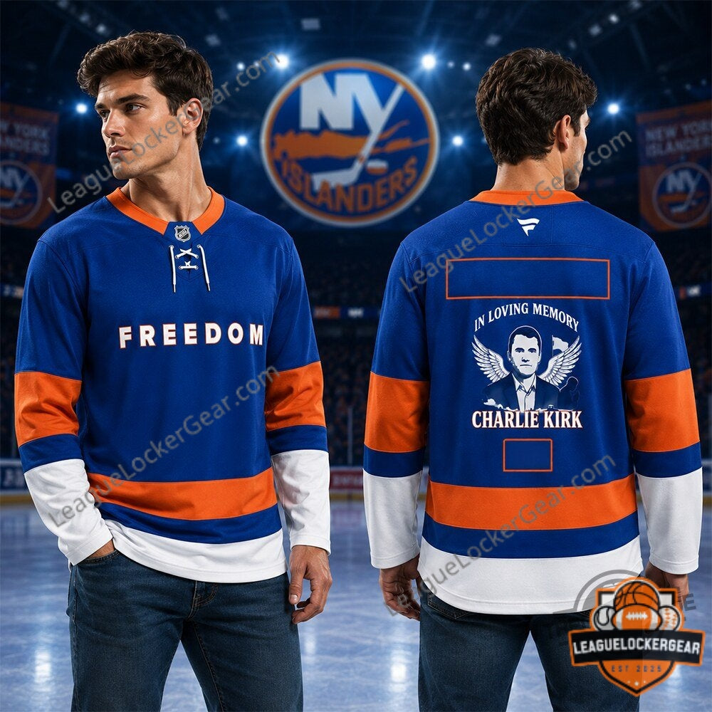 New York Islanders In Loving Memory Charlie Kirk Freedom Hockey Jersey - LeagueLockerGear
