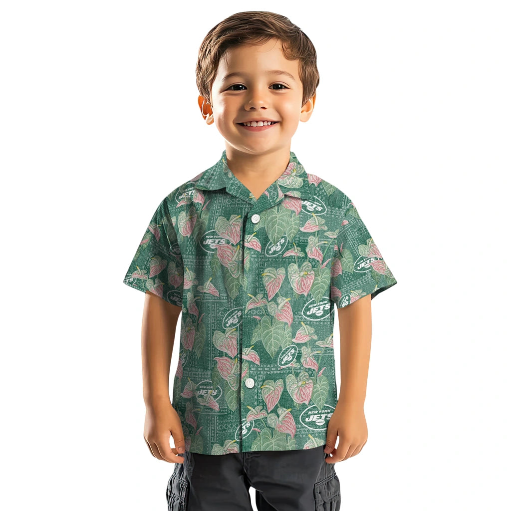 New York Jets Hawaiian Shirt - Anthurium Overlay | Hula Hawaiian Shirts