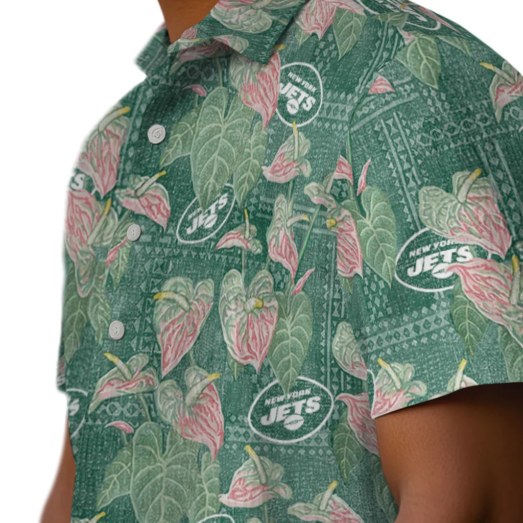 New York Jets Hawaiian Shirt - Anthurium Overlay | Hula Hawaiian Shirts