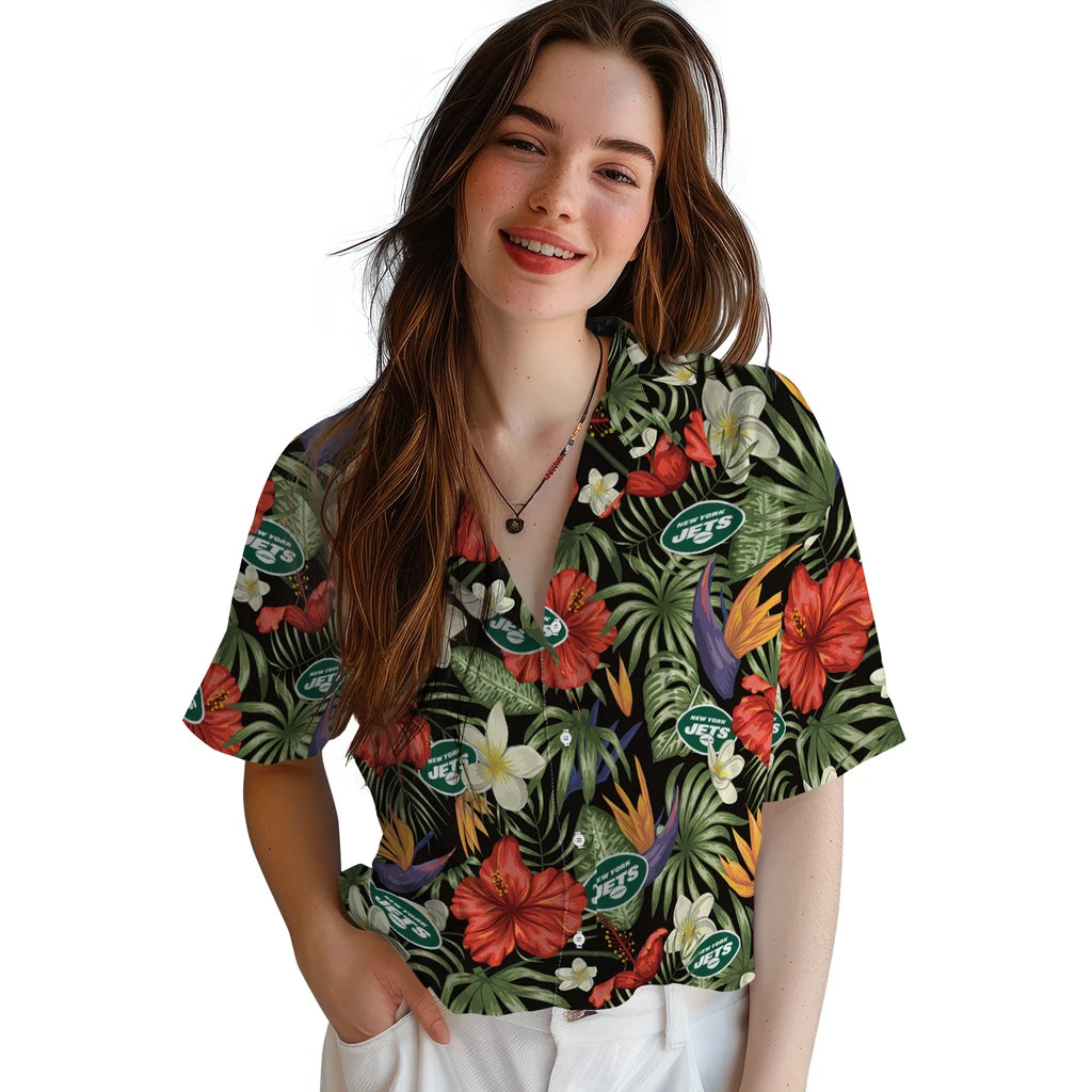 New York Jets Hawaiian Shirt - Hawaii Floral Hibiscus | Hula Hawaiian Shirts