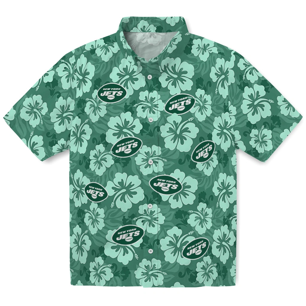 New York Jets Hawaiian Shirt - Hibiscus Cluster | Hula Hawaiian Shirts