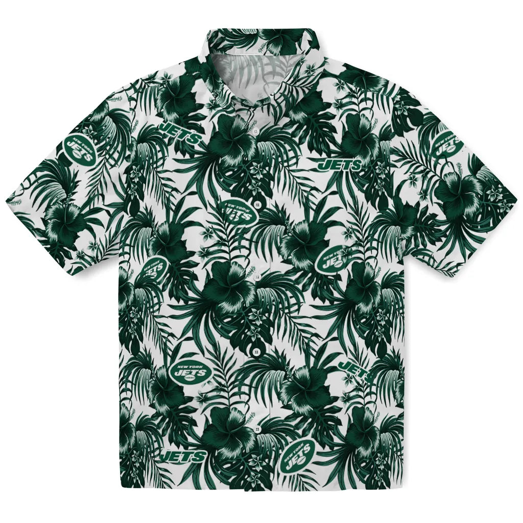 New York Jets Hawaiian Shirt - Hibiscus Exotic | Hula Hawaiian Shirts