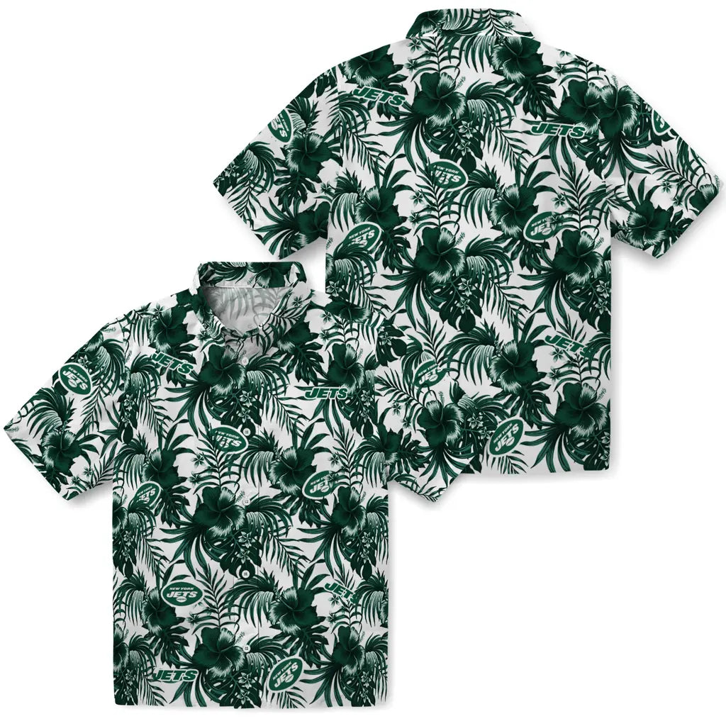 New York Jets Hawaiian Shirt - Hibiscus Exotic | Hula Hawaiian Shirts