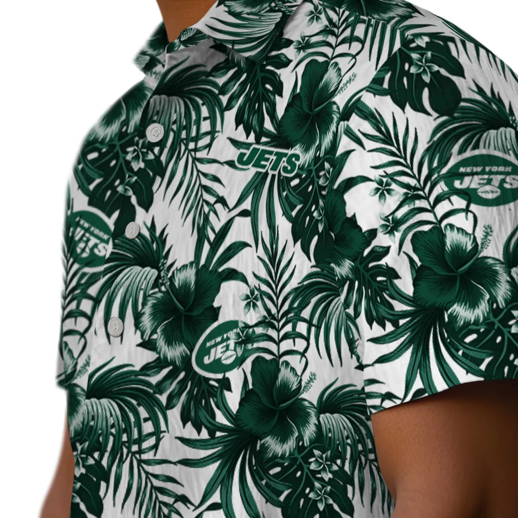 New York Jets Hawaiian Shirt - Hibiscus Exotic | Hula Hawaiian Shirts