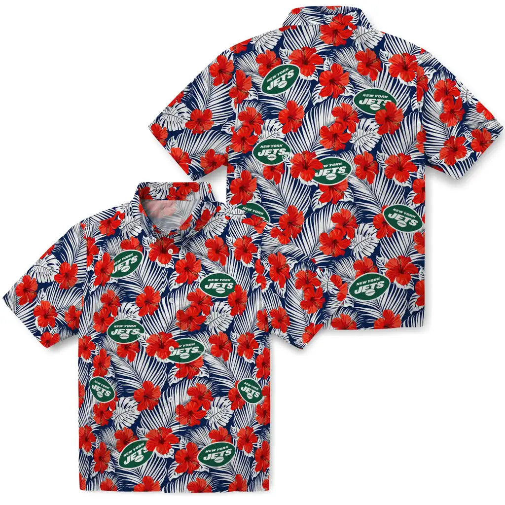 New York Jets Hawaiian Shirt - Hibiscus Fiesta | Hula Hawaiian Shirts
